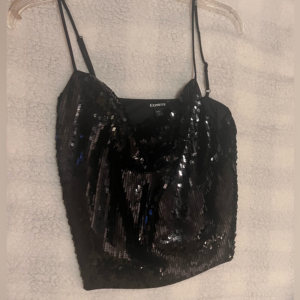 Express Black Sequin Tank Top